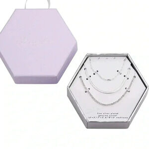 Isla & Alex Crystal Link, Herringbone, Tennis Chain Layered Necklace Set - New